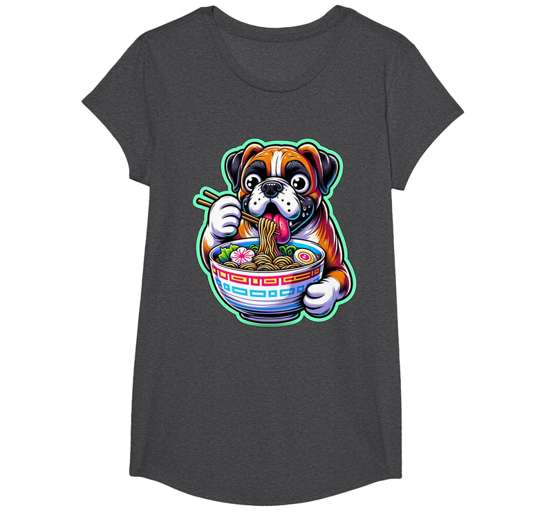 Noodle Ramen Boxer Dog Kawaii Anime Boxer Dog Ramen T-Shirt - Dark Heather Grey