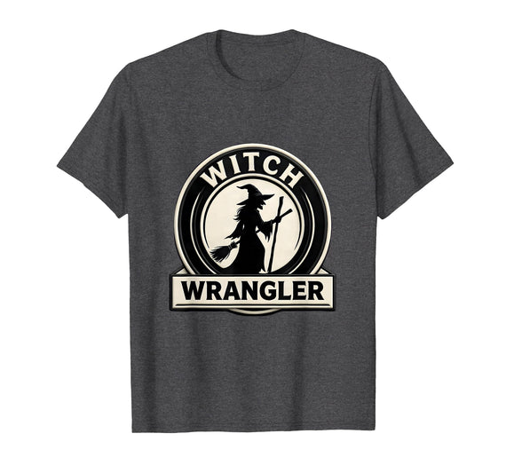 Mademark Witch Wrangler Funny Family Halloween Party Costume T-Shirt - Dark Heather Grey