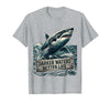 Mademark Darker Waters Better Life Shark Design T-Shirt - Heather Grey