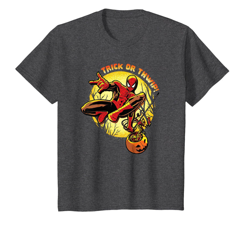 Marvel Super Heroes Spider-Man Trick or Thwip! Halloween T-Shirt - Dark Heather Grey