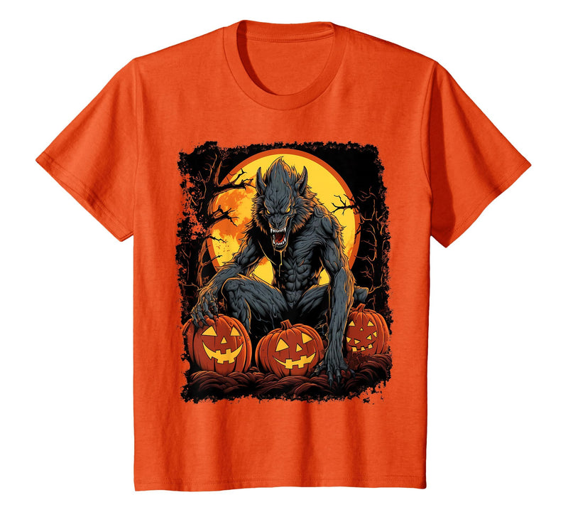 FrightNightFits Werewolf Orange Halloween T-Shirt - Orange