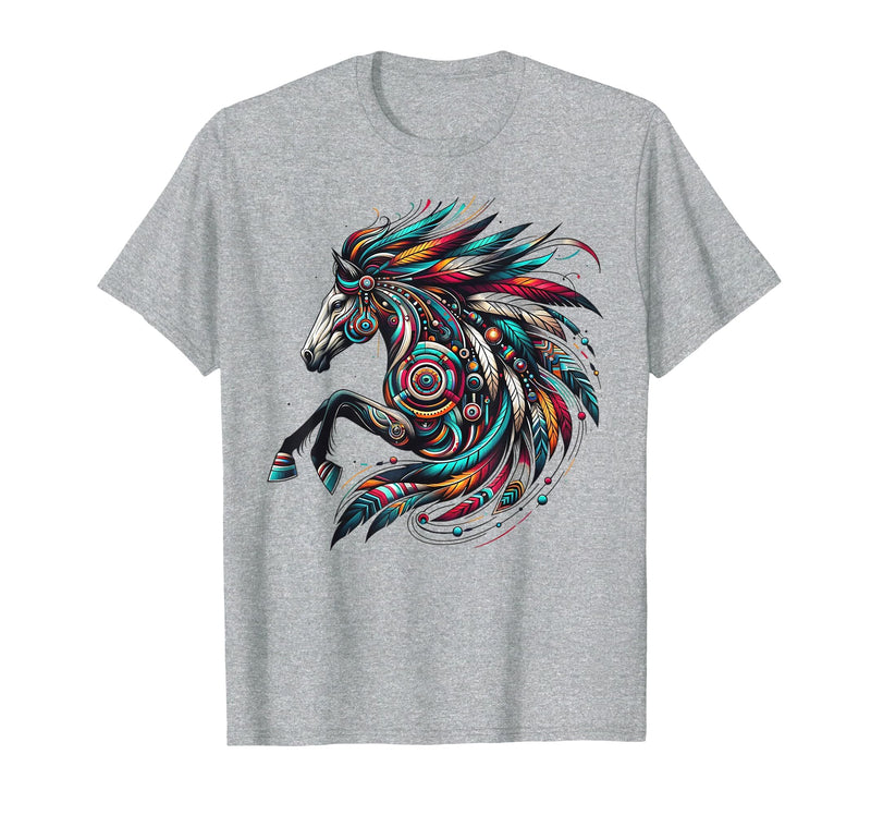 Mystical Native American Horse Farm Heritage Spirituality T-Shirt - Heather Grey