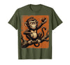 Mademark Smug Monkey Throwing Poop Funny Graphic T-Shirt - Men - Olive Green