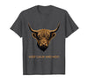 Mademark Keep Calm and Moo Highland Cow Design T-Shirt - Dark Heather Grey
