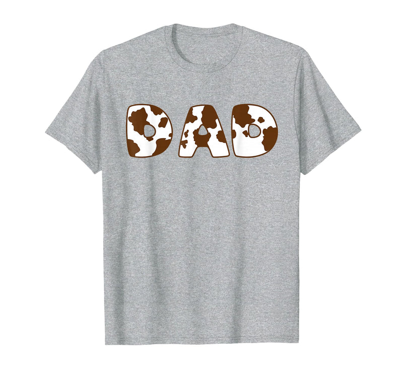 Cow Print For Family Matching Outfits DAD Cow Brown White Animal Print, Cow Pattern Farmer DAD T-Shirt - Heather Grey