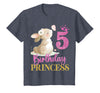 Kids 5th Birthday Rabbit Princess Girl Bunny 5 Years Old T-Shirt in Heather Blue