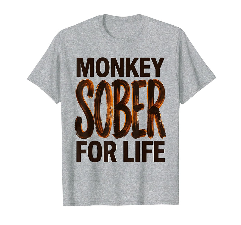 Mademark Monkey Sober For Life Funny Sobriety Design T-Shirt - Men - Heather Grey