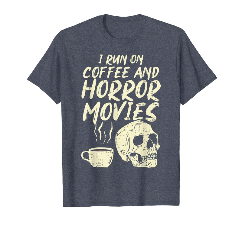 Halloween Shirts For Women Men Kids Boys Girls I Run Coffee Horror Movies Skull Skeleton Fun Halloween T-Shirt - Heather Blue