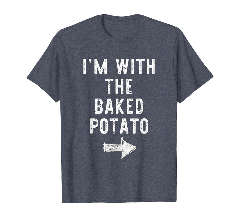 Im With The Baked Potato Halloween Costume I’m with The Baked Potato Funny Halloween Couple Costume T-Shirt - Heather Blue
