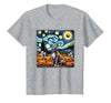 Pitbull Starry Night Tees Starry Night Pitbull Halloween T-Shirt - Heather Grey
