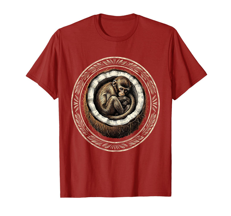 Mademark Cozy Monkey Curled in a Coconut Shell T-Shirt - Men - Cranberry Red