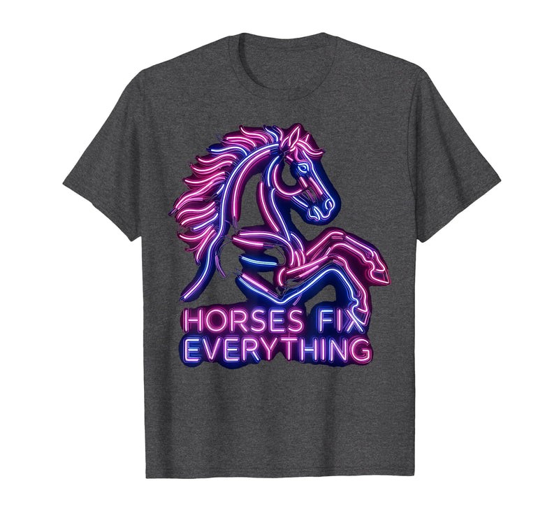 Mademark Horses Fix Everything Horse Riding Design T-Shirt - Men - Dark Heather Grey