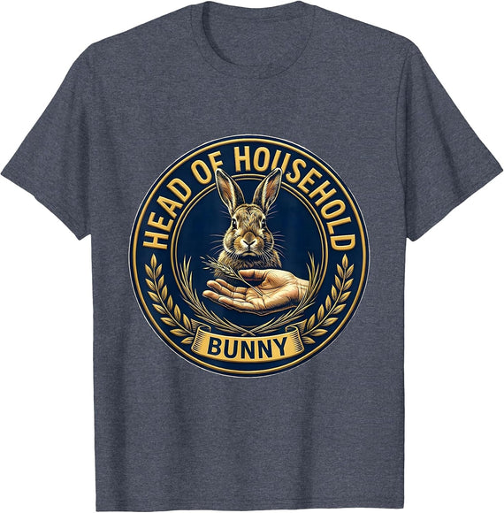 Head Of Household Bunny Cute Rabbit Lover Easter Gift T-Shirt - Heather Blue