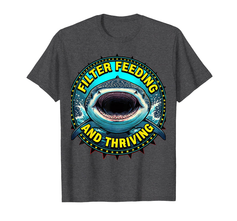 Mademark Whale Shark Filter Feeding and Thriving Design T-Shirt - Dark Heather Grey