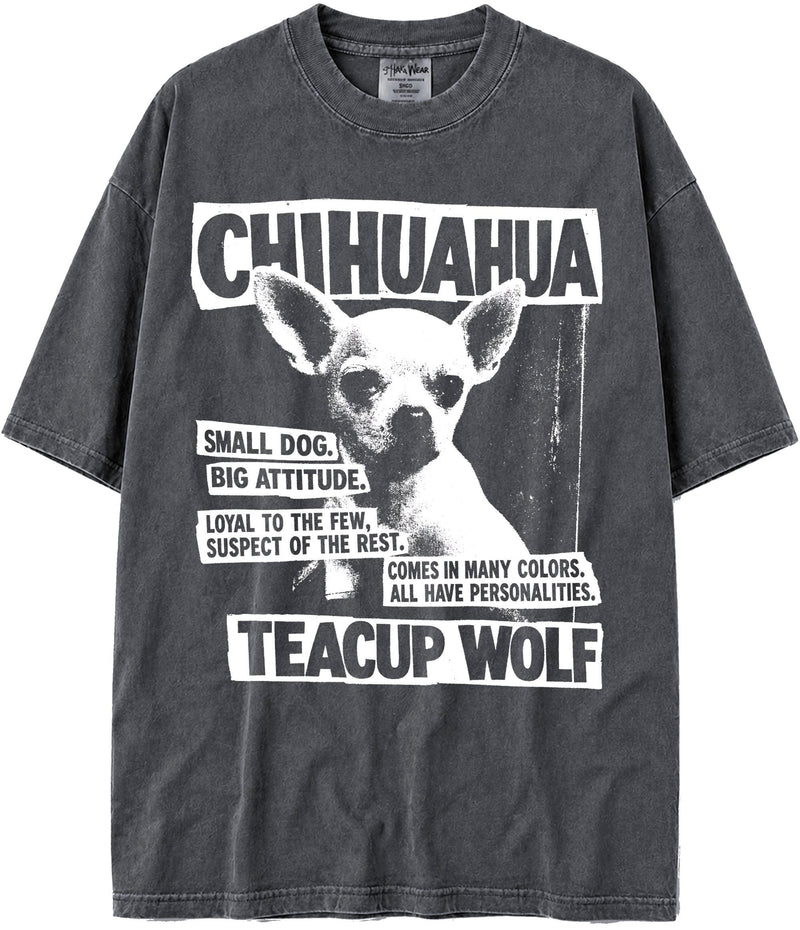 BABATEES U.S.A. MAX-Heavyweight Punk Rock Animals Shaka Wear Oversized 7.5oz Cotton Tshirt - Chihuahua