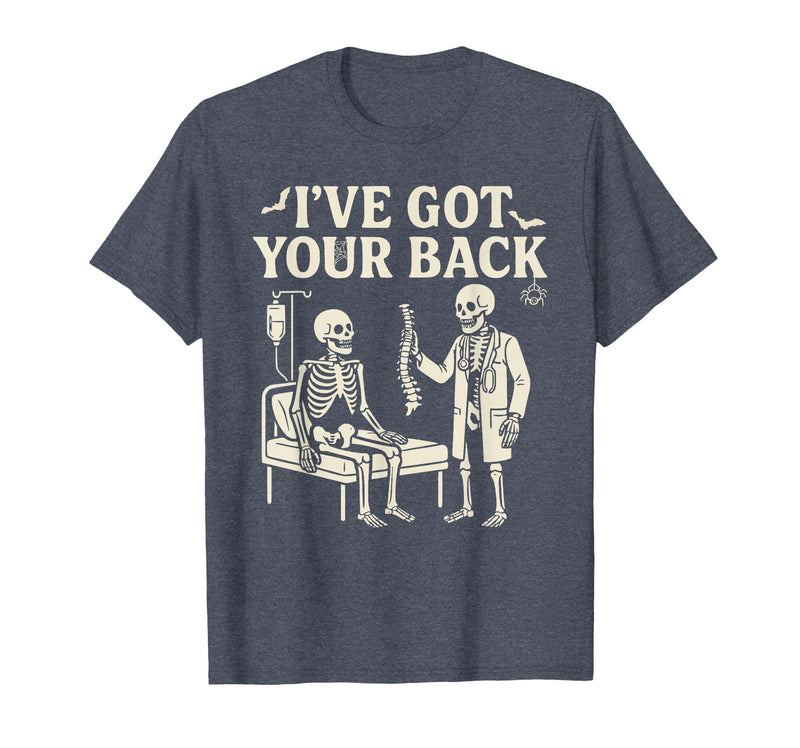 Halloween Costume For Doctor I've Got Your Back I've Got Your Back Halloween Skeleton Doctor Costume T-Shirt - Heather Blue