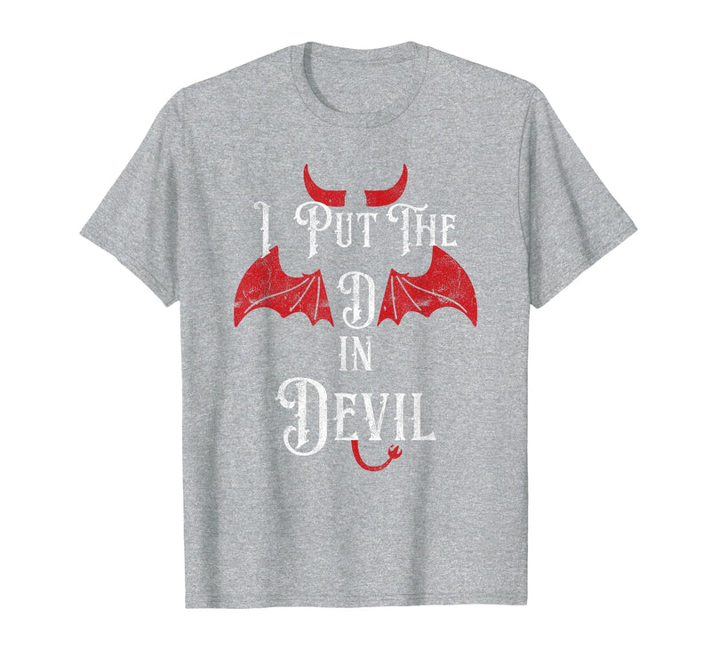I Put the D in Devil Tees I Put the D in Devil Funny Halloween Matching Couple T-Shirt - Heather Grey