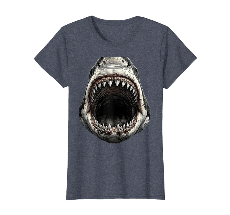 Mademark Shark Open Jaw Teeth Graphic Design T-Shirt - Heather Blue