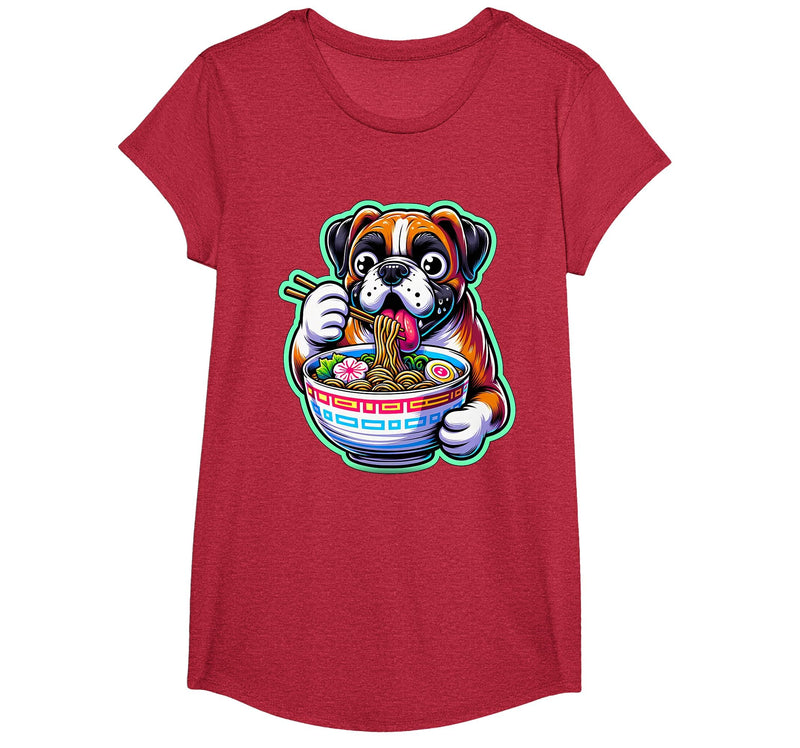 Noodle Ramen Boxer Dog Kawaii Anime Boxer Dog Ramen T-Shirt - Red Heather