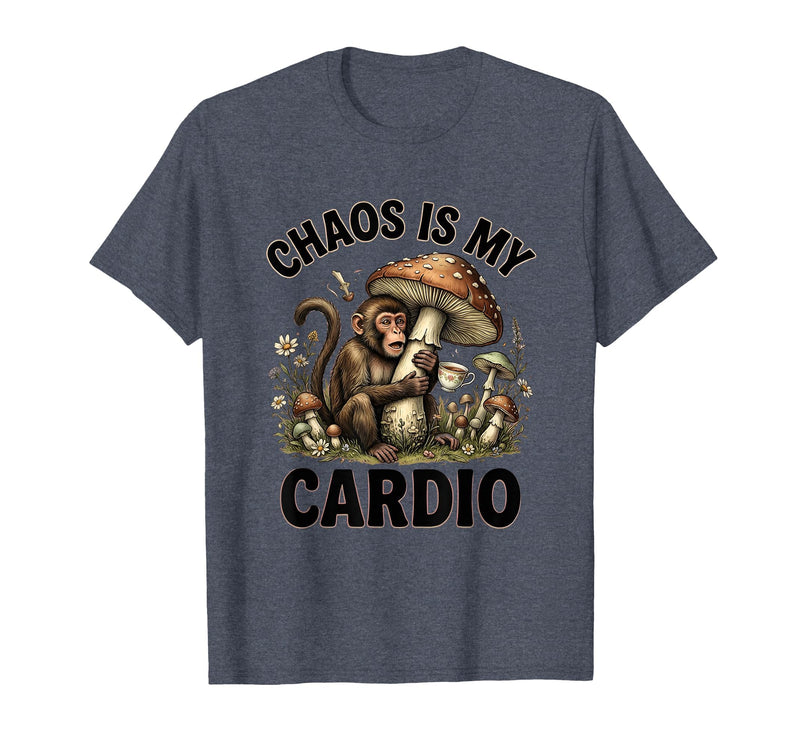 Mademark Chaos Is My Cardio Funny Monkey Design T-Shirt - Men - Heather Blue