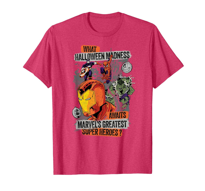 Marvel Halloween Madness Awaits the Greatest Super Heroes T-Shirt - Red Heather