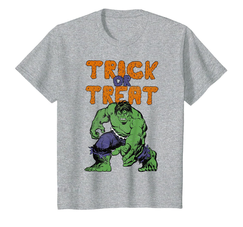 Marvel Avengers The Hulk Trick Or Treat Halloween T-Shirt - Heather Grey