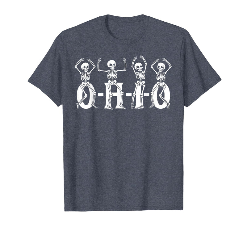 Funny O-H-I-O State Skeleton Halloween Funny O-H-I-O State Skeleton Ohio Halloween Vintage Vibe Fun T-Shirt - Heather Blue