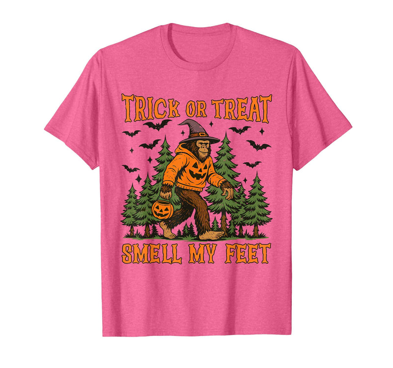 Bigfoot Halloween Costume Party Outfits Trick Or Treat Smell My Feet Bigfoot Halloween Sasquatch T-Shirt - Pink Heather