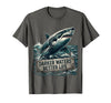 Mademark Darker Waters Better Life Shark Design T-Shirt - Asphalt Grey