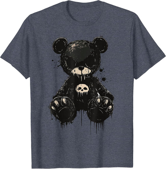 Scary Cute Teddy Bear Gothic Women Creepy Goth Teddy Bear T-Shirt - Heather Blue