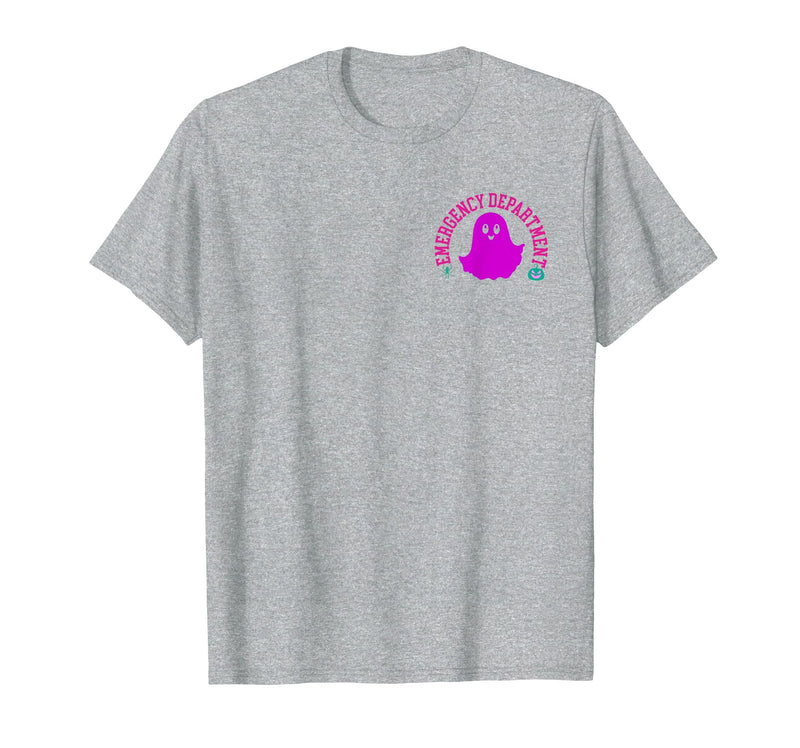 ER Nurse Halloween Pumpkin Emergency Department Spooky Emergency Department Ghost ER Nurse Halloween T-Shirt - Heather Grey