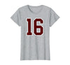 Maroon Number 16 Jersey Player Uniform #16 Gifts Maroon and White Number 16 Jersey Player Uniform #16 Fan T-Shirt - Heather