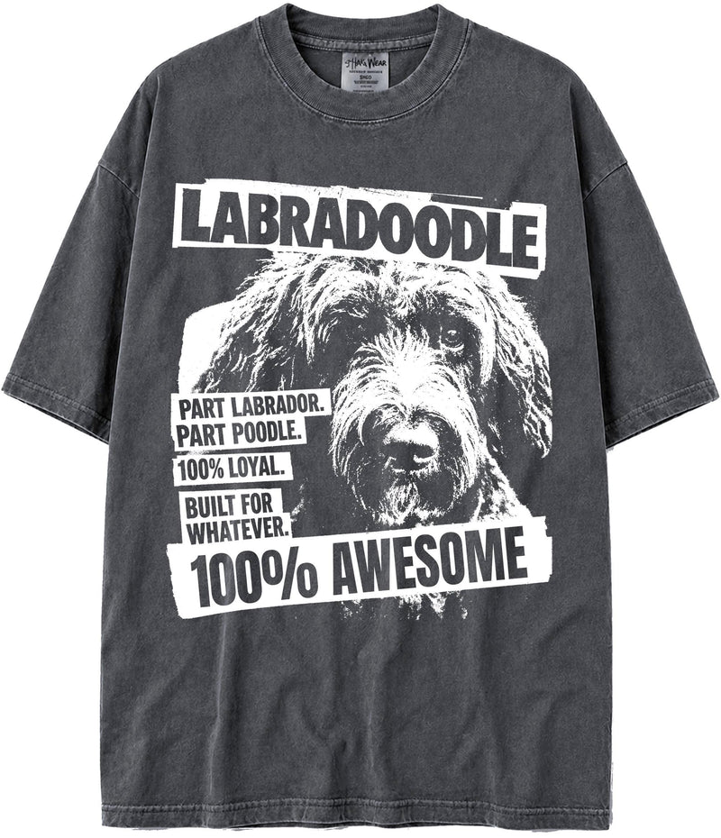 BABATEES U.S.A. MAX-Heavyweight Punk Rock Animals Shaka Wear Oversized 7.5oz Cotton Tshirt - Labradoodle