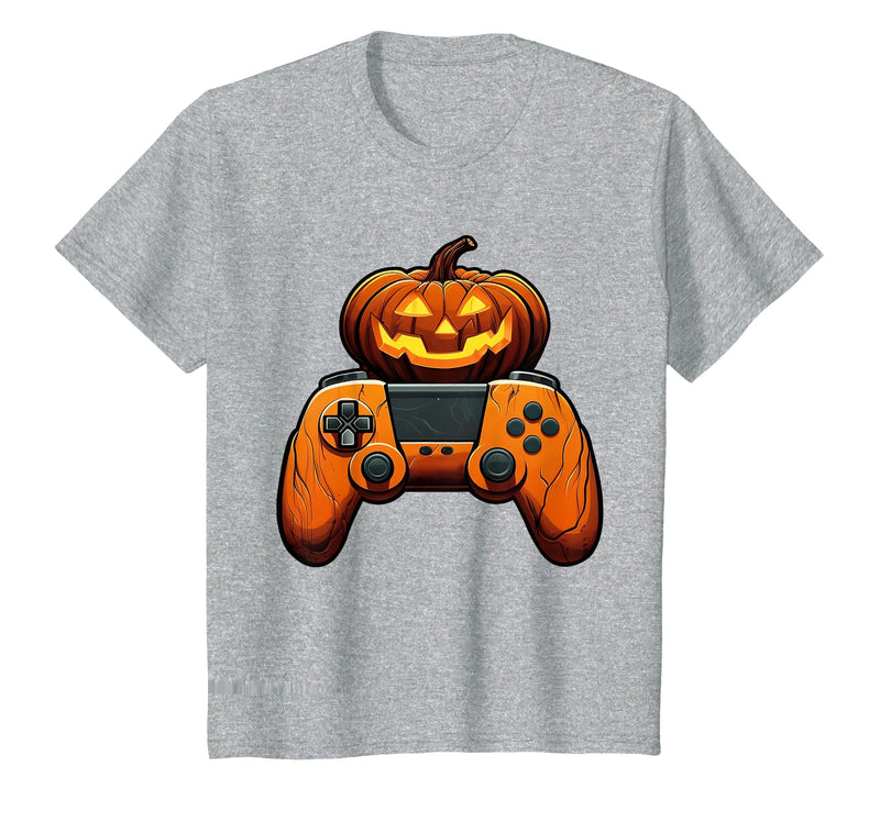 Spooky Halloween Gamers 2023 Halloween Skeleton Zombie Gaming Controllers Mummy Boys Kids T-Shirt - Heather Grey