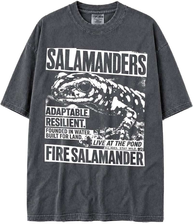BABATEES U.S.A. MAX-Heavyweight Punk Rock Animals Shaka Wear Oversized 7.5oz Cotton Tshirt - Salamanders