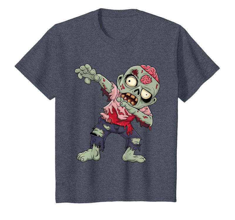 Halloween Shirts Women Men Kids Dabbing Zombie Brain Halloween Scary Dab Dance Boys Teen Men T-Shirt - Heather Blue