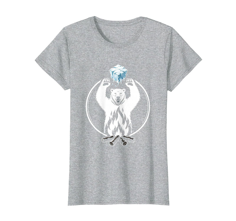 Mademark Polar Bear Throws Ice Into Fire Funny Design T-Shirt - Heather Grey