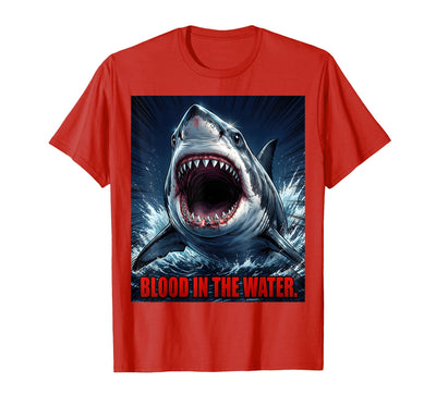 Blood in the Water Shark Attack Design T-Shirt