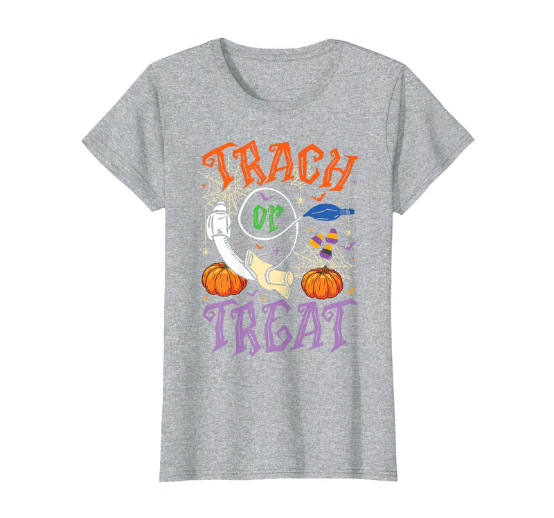 Trach or Treat ICU RN Halloween Nurse Tees Respiratory Therapist Trach or Treat ICU RN Halloween Nurse T-Shirt - Heather Grey