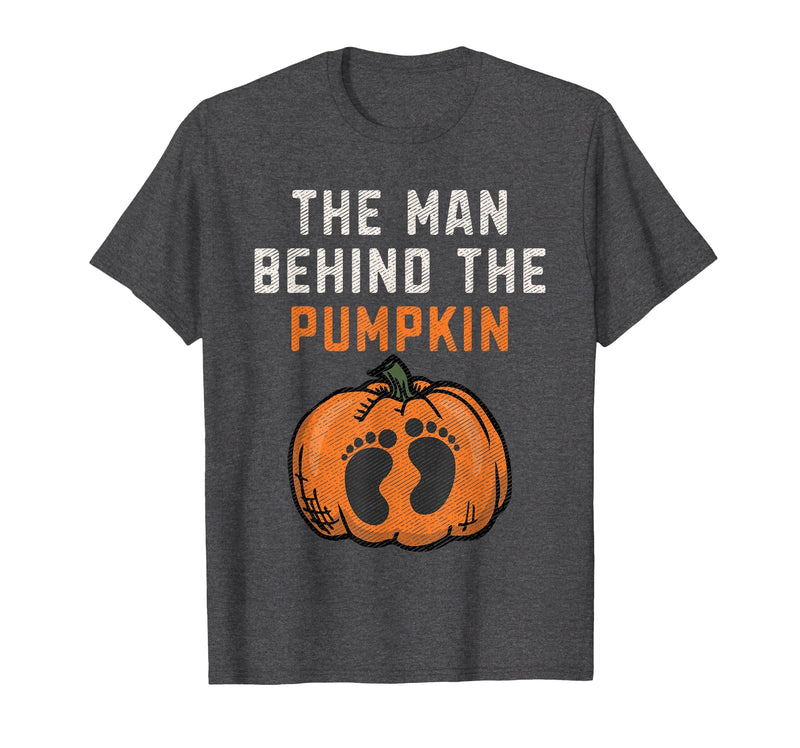 Halloween Pregnancy Announcement for Future Dad The Man Behind The Pumpkin Dad Halloween Pregnancy Reveal T-Shirt - Dark