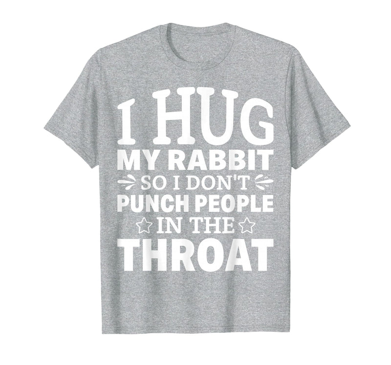 I Hug My Rabbit I Easter Bunny Design Lionhead Rabbit T-Shirt in Heather Grey