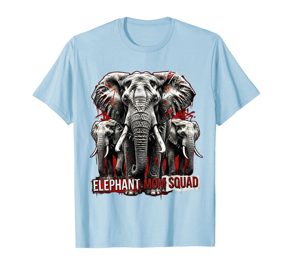 Mademark Elephant Mom Squad Cute Wildlife Design T-Shirt - Men - Baby Blue