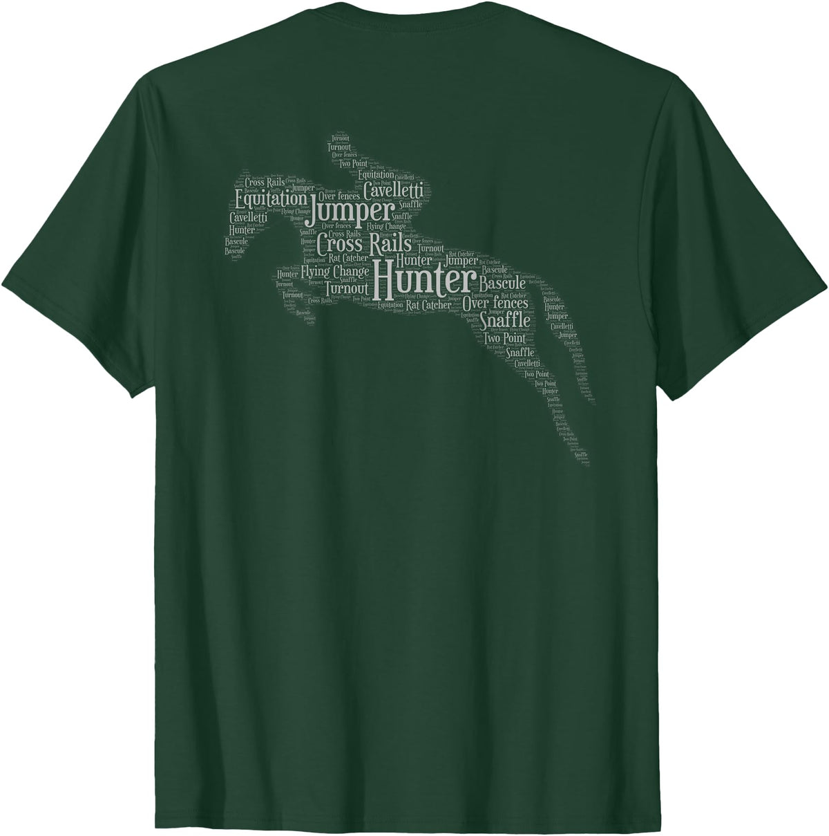 Horse Lovers T-Shirts and Gifts Hunter Jumper Equestrian T-Shirt Black Unisex-Adults Classic Fit Short Sleeve Crew Neck T-Shirt S - Dark Green
