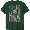 Fishing and Hunting Outdoors Designs Hunting and Fishing American Flag (Design on Front and Back) T-Shirt - size chart