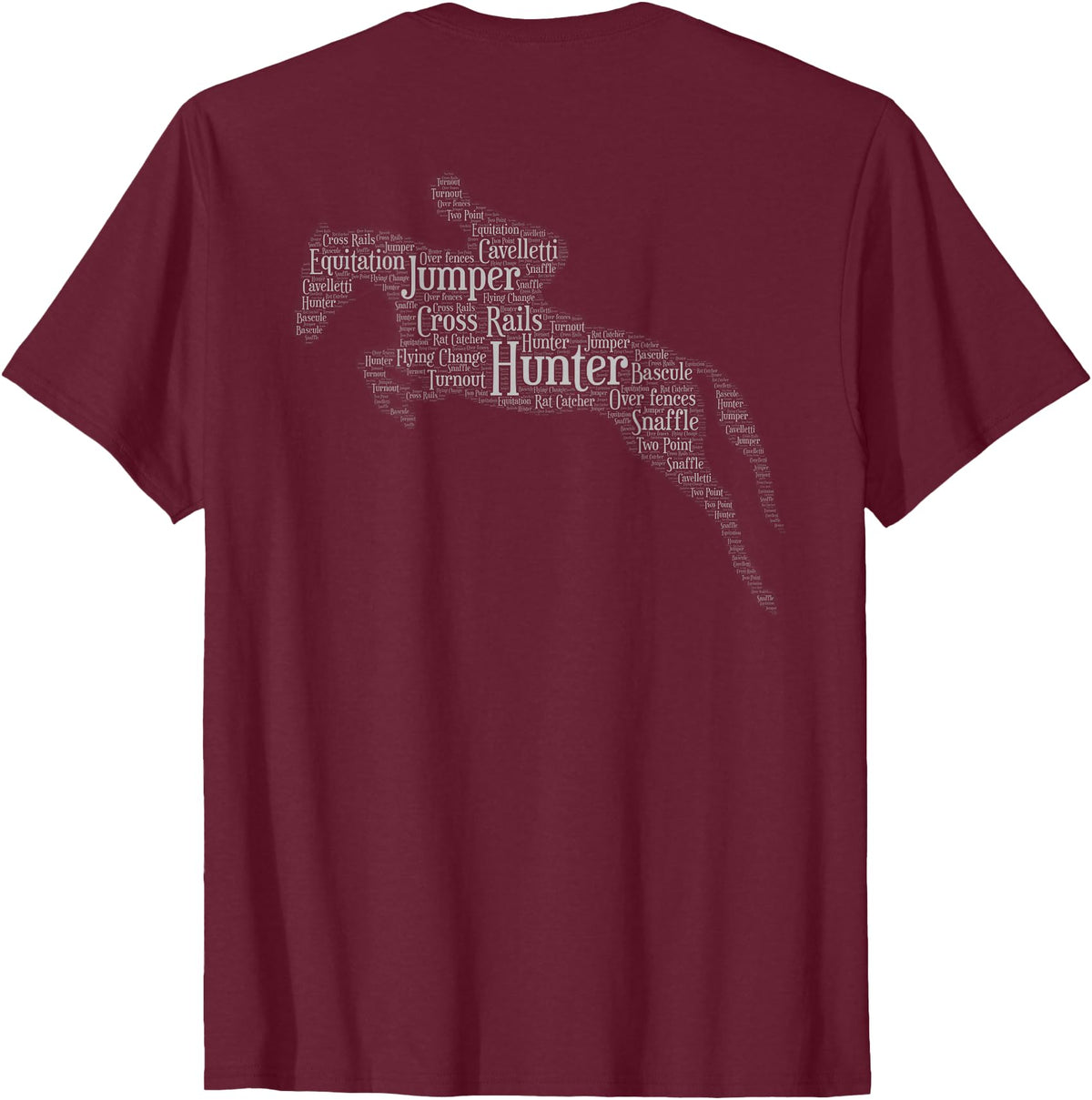 Horse Lovers T-Shirts and Gifts Hunter Jumper Equestrian T-Shirt Black Unisex-Adults Classic Fit Short Sleeve Crew Neck T-Shirt S - Burgundy