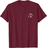 Bunny Rabbit Hare Animal Badge Patch Line Art Outline Gift T-Shirt in Burgundy