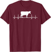 Farm and Holstein Cow for Men and Cattle Clothing Heartbeat Pulse ECG - Holstein Rancher For Cattle Farmer T-Shirt - Burgundy