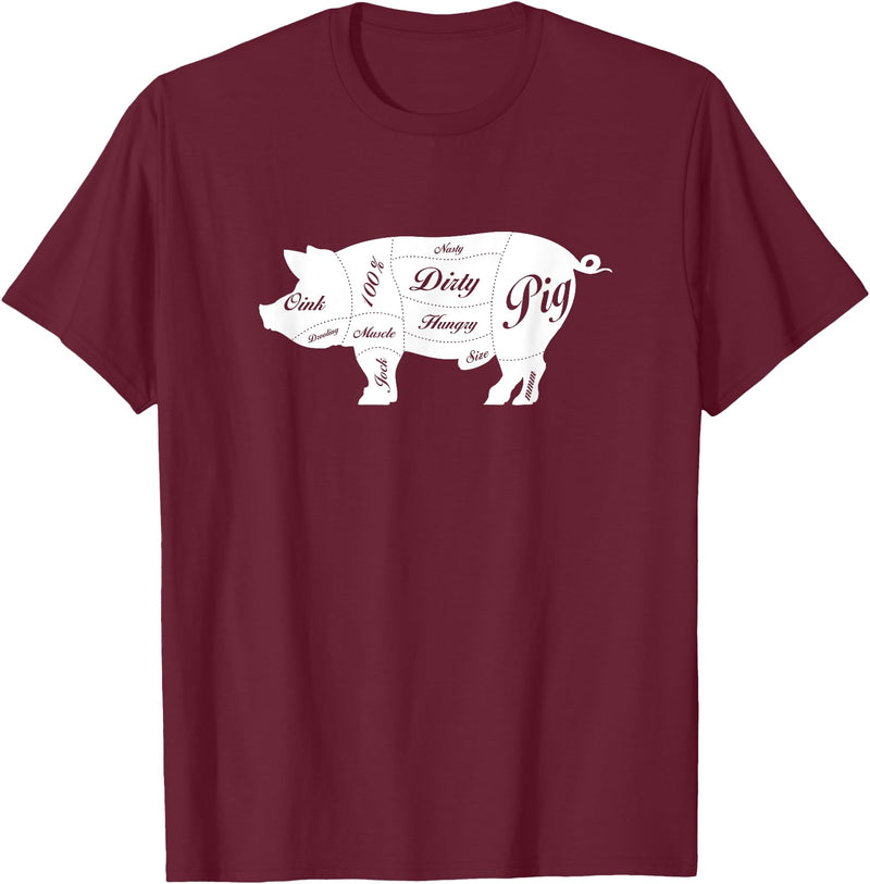 LGBTQIA+ Power Design Nasty Hungry Dirty Pig Design - Fun Gay Pig Pride - LGBTQIA+ T-Shirt - Burgundy