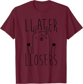 Foxy AF Later Losers Llama T-Shirt T-Shirt - Burgundy