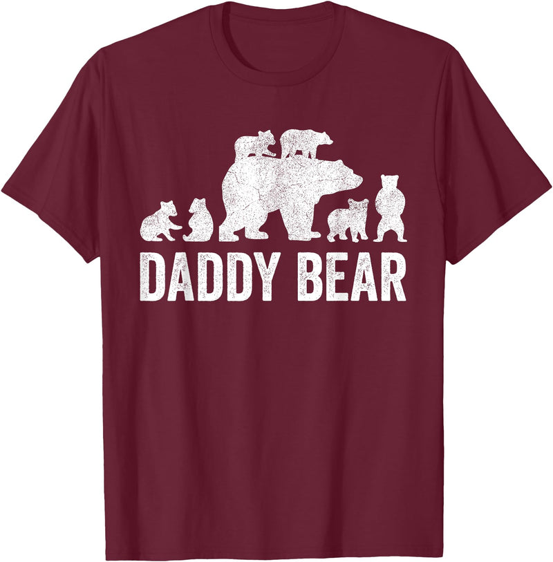 Funny Bear Shirts For Men & Women Clothing Co Daddy Bear Fathers Day Shirts, Funny Six Cub Kids Dad T-Shirt - Burgundy